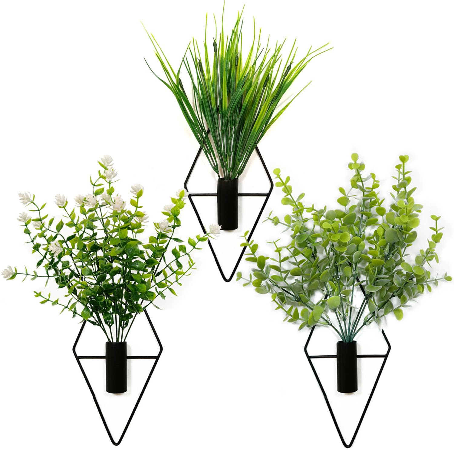 3 Pack Wall Planter Vase with Artificial Plants, Hanging Planter Vase Wall Decor for Boho Home De... | Amazon (US)