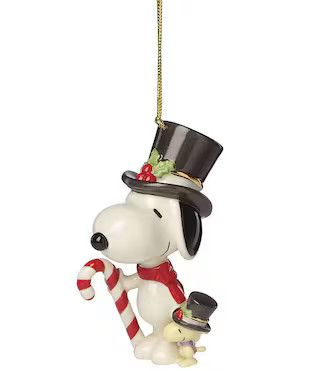 Snoopy & Woodstock with Candy Cane Porcelain Ornament | Dillard's