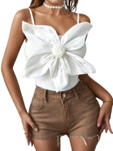 Y2k 3D Flower Top Crop Open Back Sexy Tops Going Out Sexy Black Sleeveless Tank Floral Roses Crop... | Amazon (US)