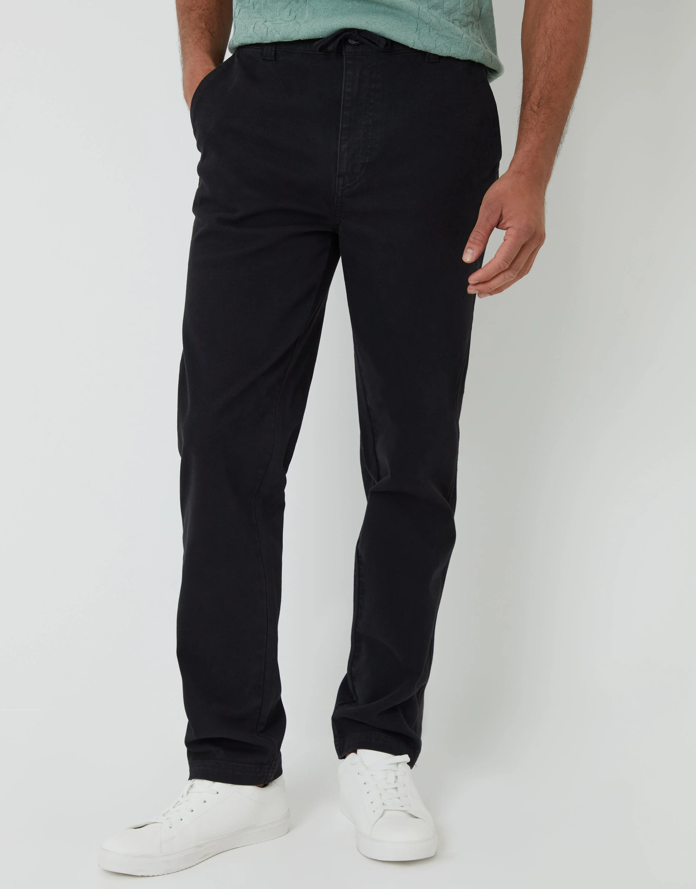 Black Elasticated Waist Chino Trousers | Threadbare