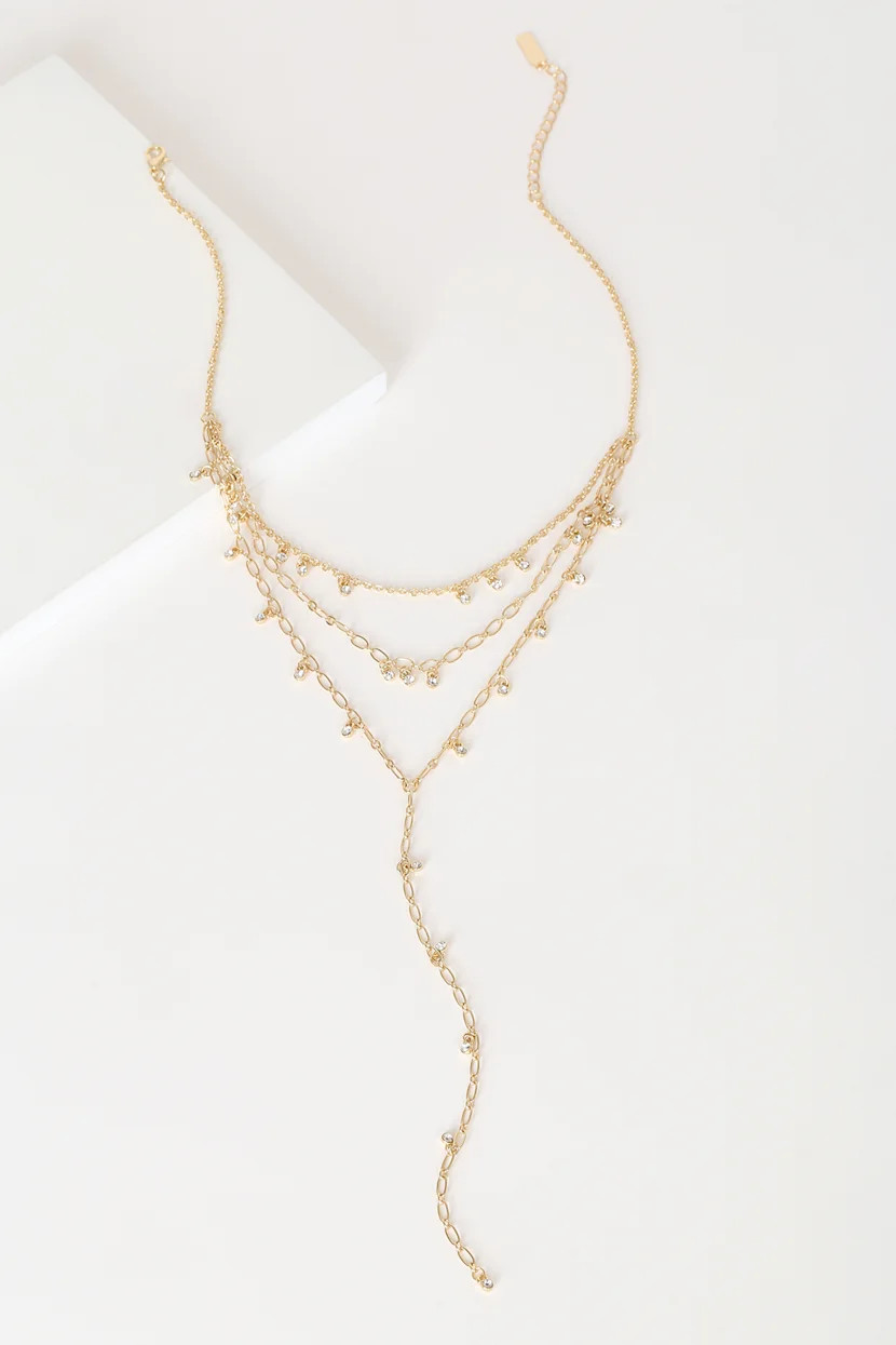 Link To Your Heart Gold Rhinestone Layered Necklace | Lulus (US)