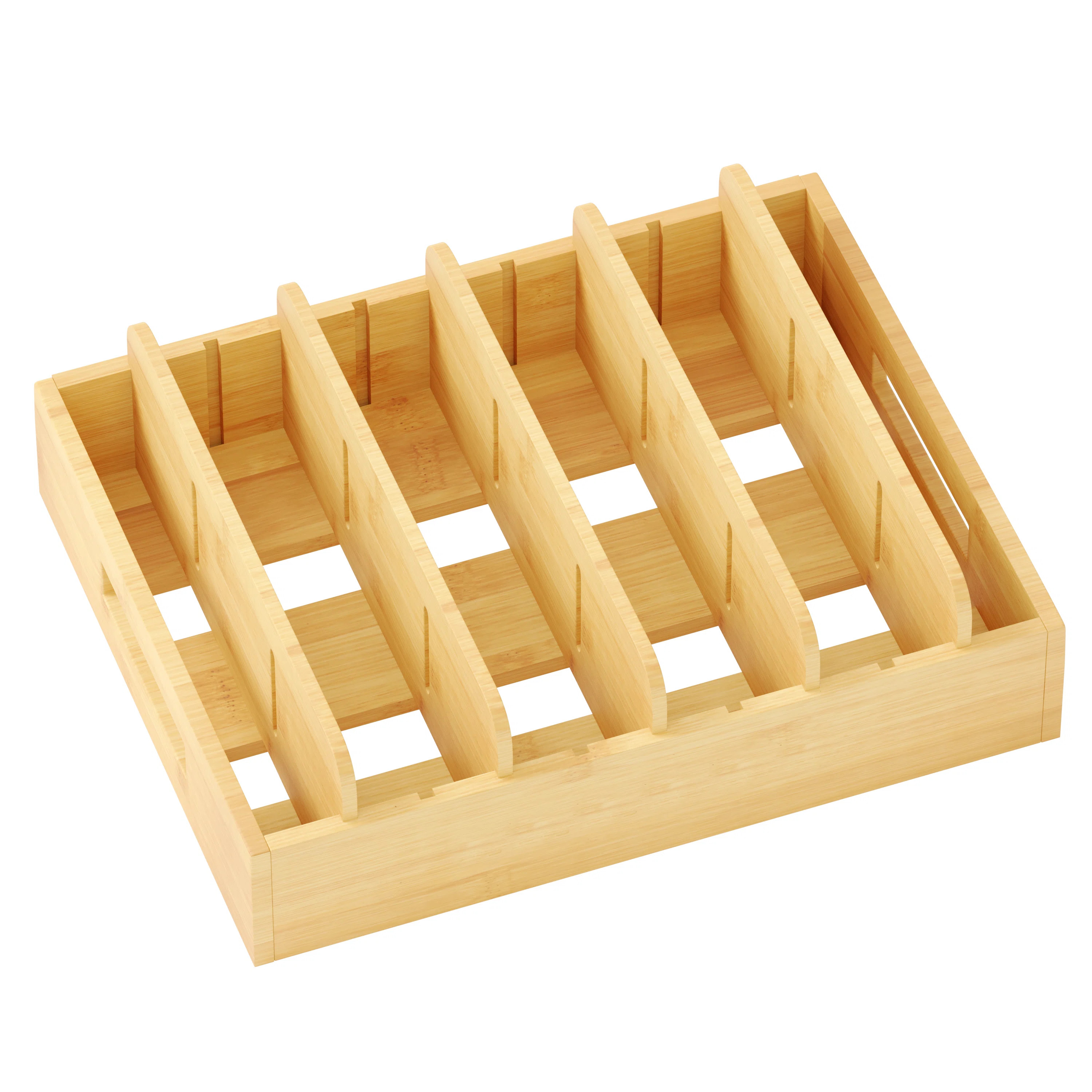 Bamboo Lid Organizer with 5 Adjustable Dividers, Food Storage Container Lid Holder for Kitchen Ca... | Wayfair North America