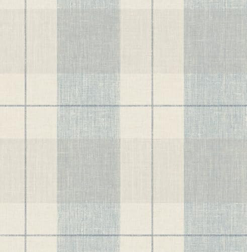 NextWall Lenox Hill Plaid Peel and Stick Wallpaper (Blue & Beige) | Amazon (US)