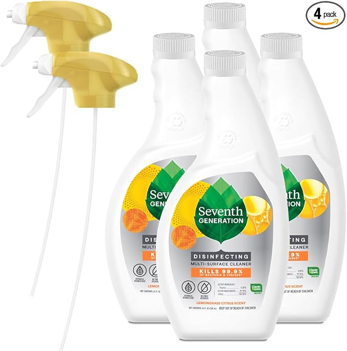 Seventh Generation Lemongrass Citrus Disinfecting Multi-Surface Cleaner - 26 Oz, Pack of 4 | Amazon (US)