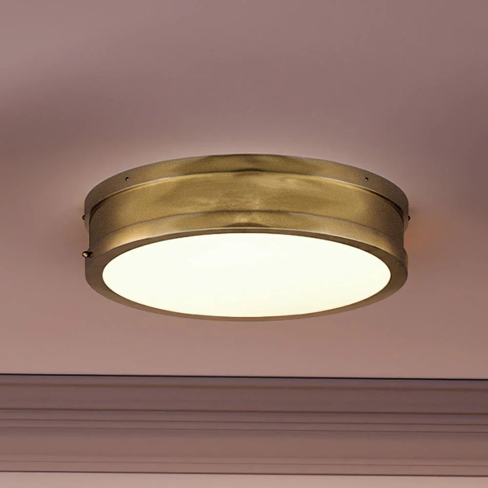 UQL4170 Craftsman Ceiling 3.5''H x 12.75''W, Rustic Brass Finish, Spalding Collection | Urban Ambiance, Inc.