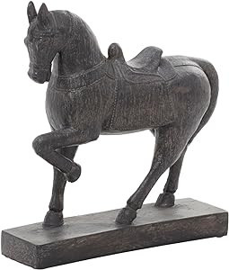 Deco 79 Traditional Polystone Horse Sculpture, 9" x 3" x 9", Brown | Amazon (US)