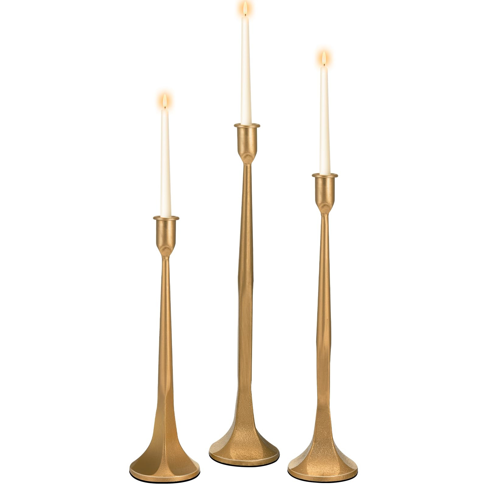 3 Pack Cast Iron Taper Candle Holders 3 Sizes Candlestick Holders Decorative Candle Stand Vintage... | Amazon (US)