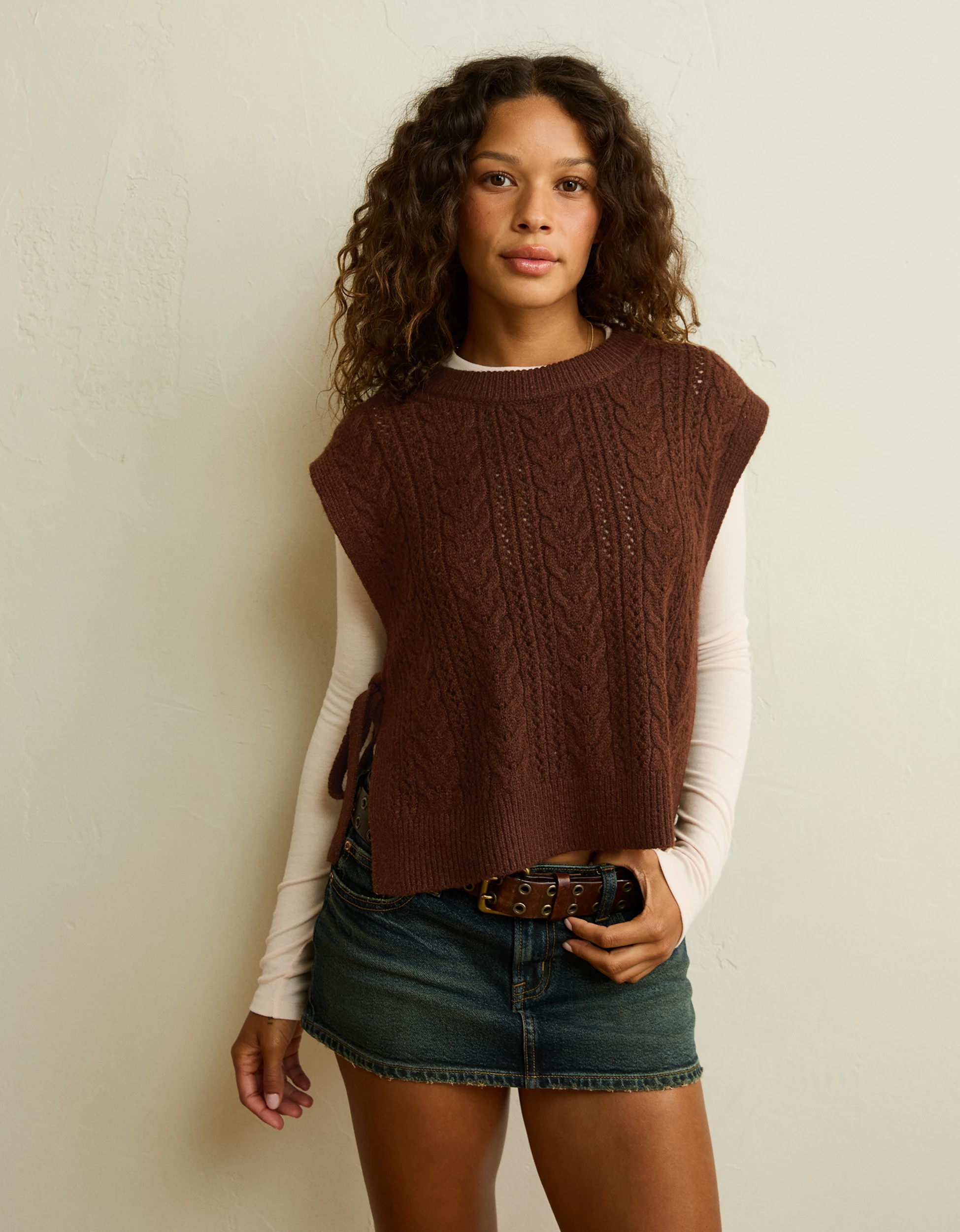 AE Whoa So Soft Cable Knit Vest | American Eagle Outfitters (US & CA)