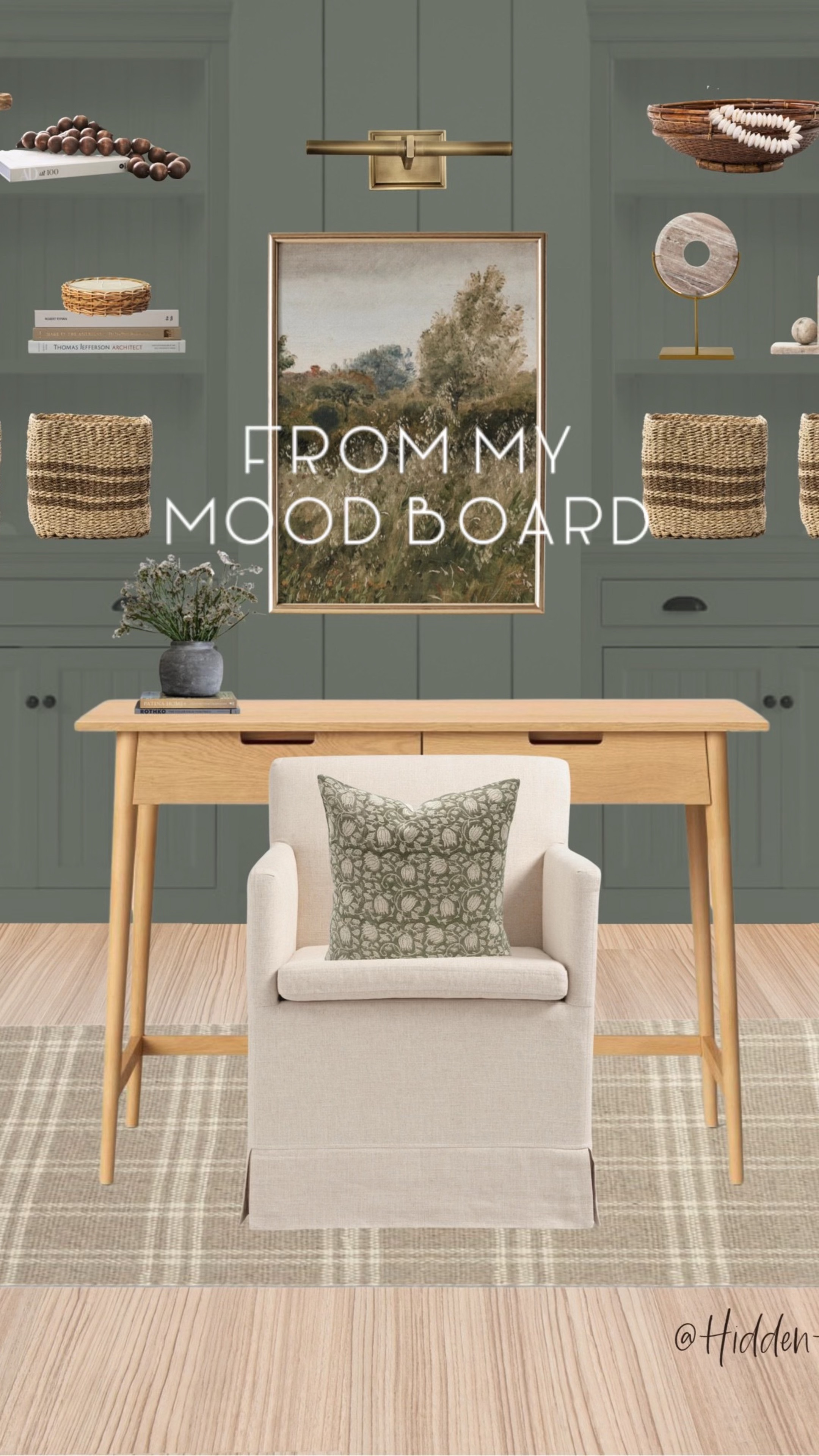 Home office decor, home office inspiration, affordable desk, office chair, shelf decor, office shelves, home decor ideas #homeoffice 
Wall color is SW Retreat

#LTKStyleTip #LTKHome #LTKSaleAlert