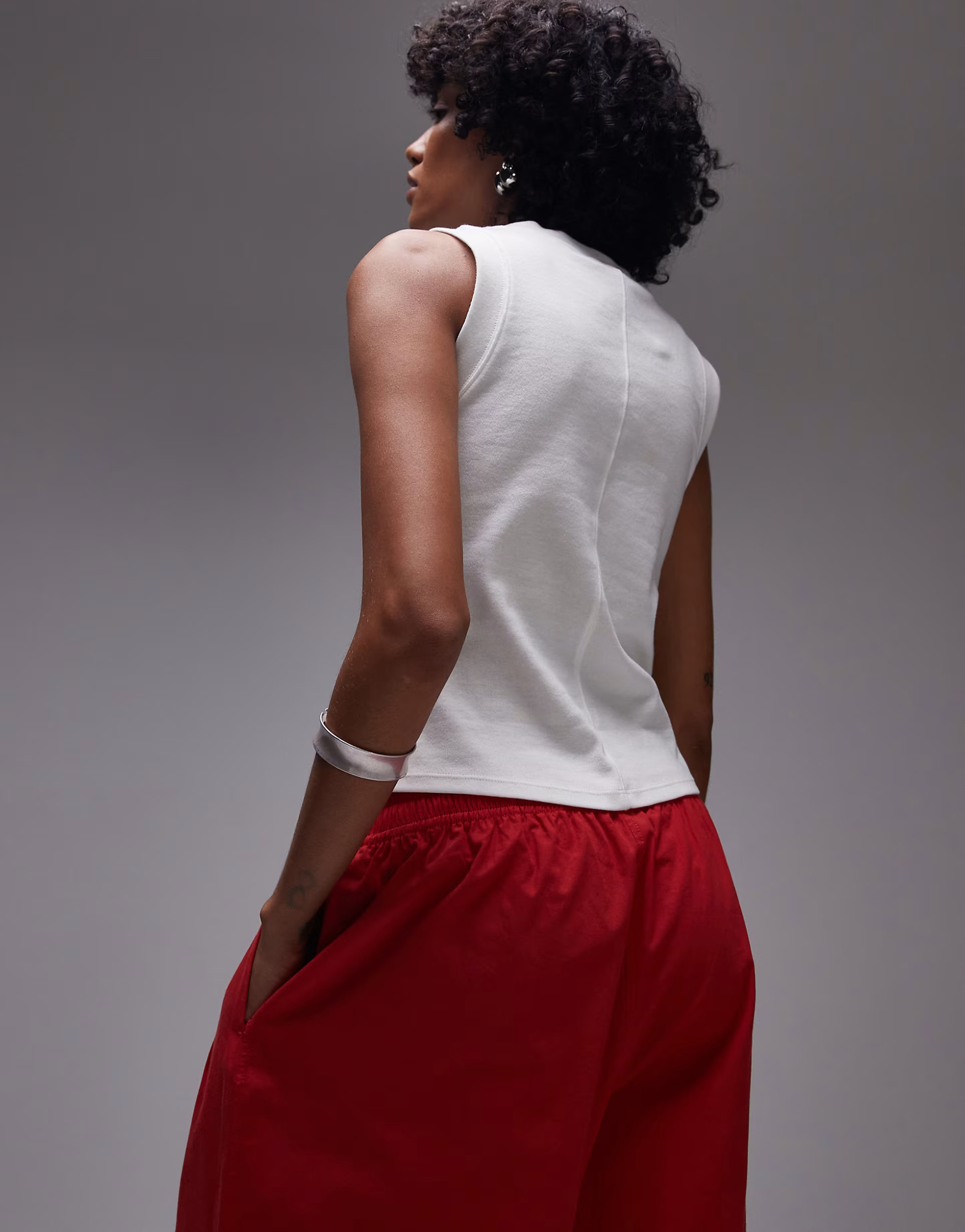 Topshop poplin pull on wide leg trouser in red | ASOS | ASOS (Global)