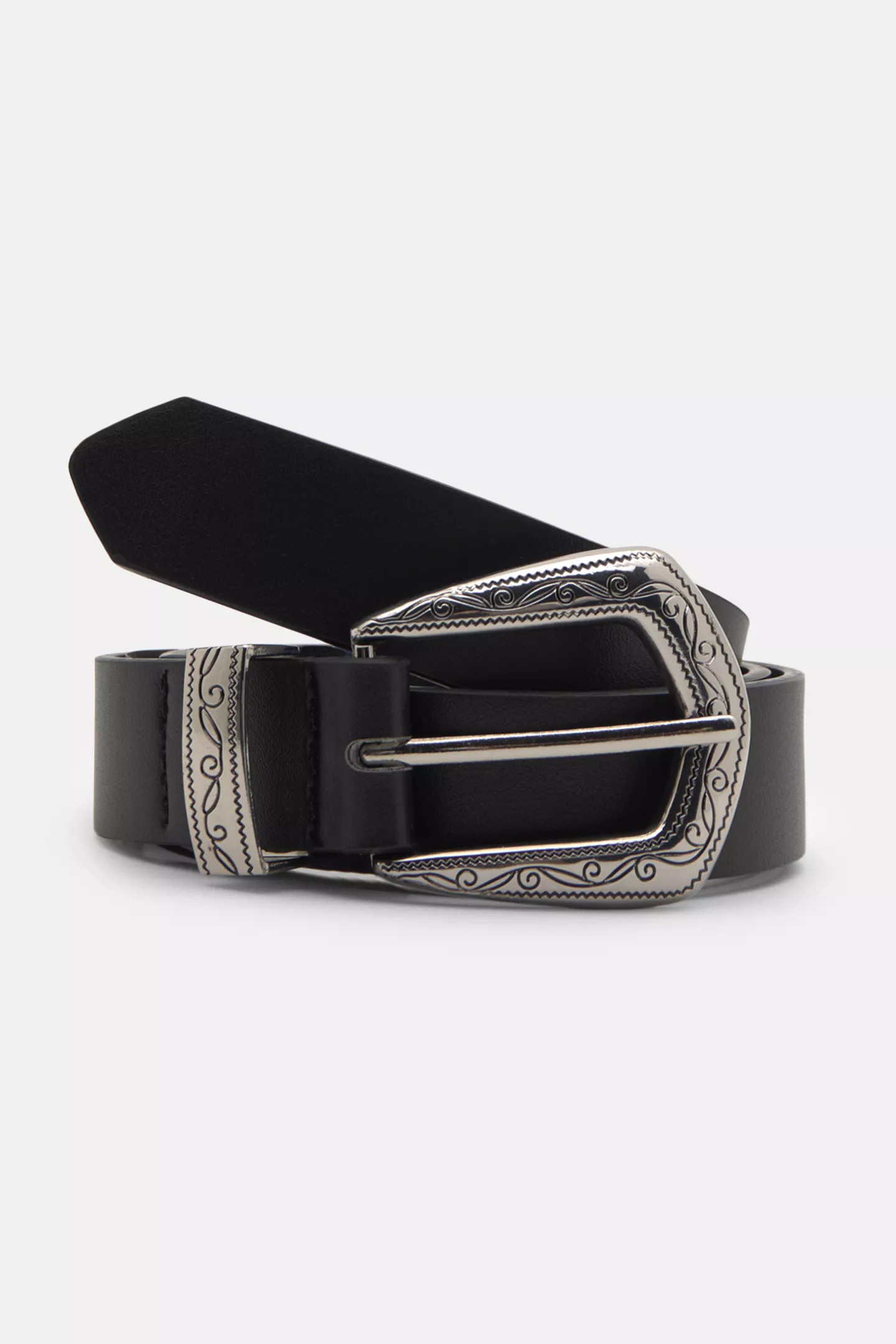 Faux leather belt with embossed buckle | PULL and BEAR UK