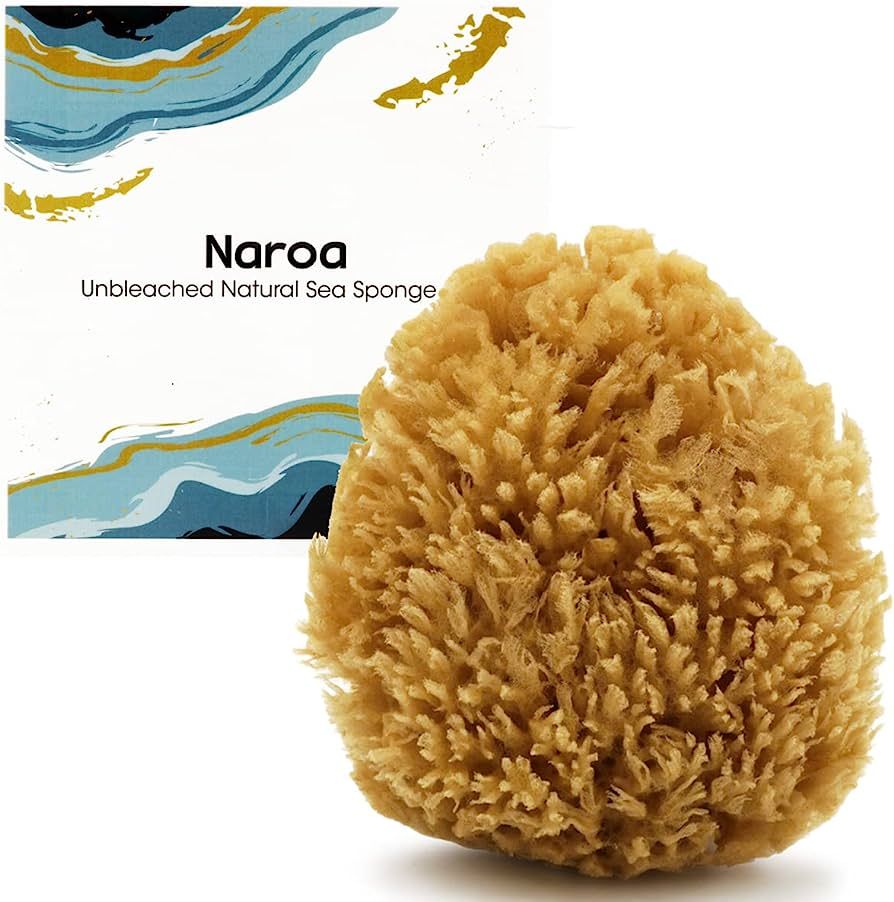 Naroa Natural Sea Sponge for Bathing | Unbleached Shower Body Scrubber Puff | Exfoliating Bath Sp... | Amazon (US)