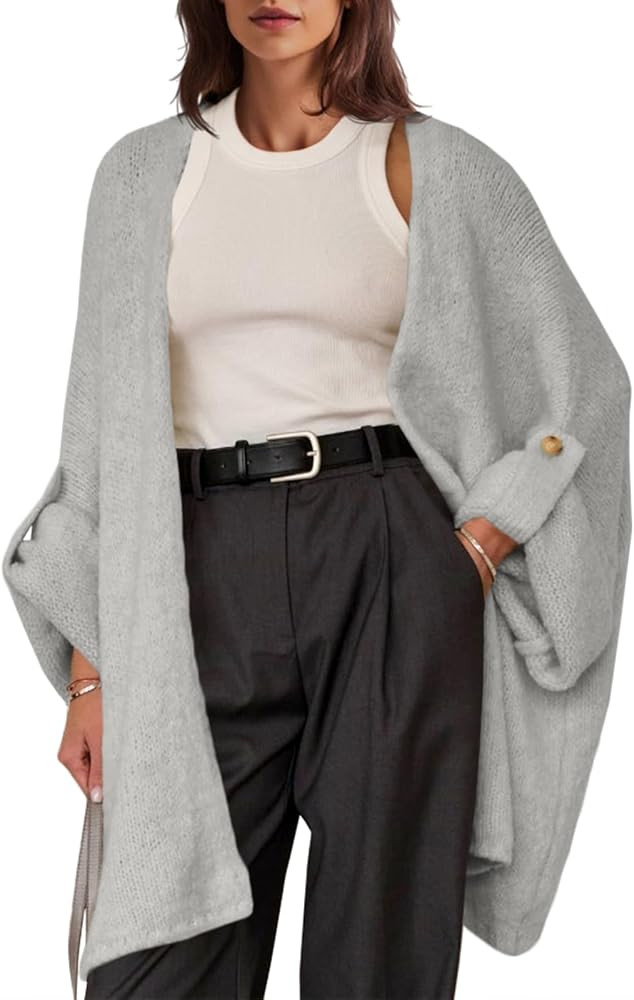 Saodimallsu Womens Oversized Long Cardigan Sweaters Casual Open Front Chunky Knit Slouchy Fall Tr... | Amazon (US)