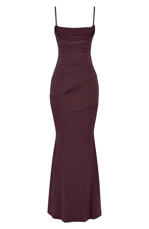 HOUSE OF CB Milena Jersey Corset Maxi Dress in Dark Cherry at Nordstrom, Size X-Small | Nordstrom