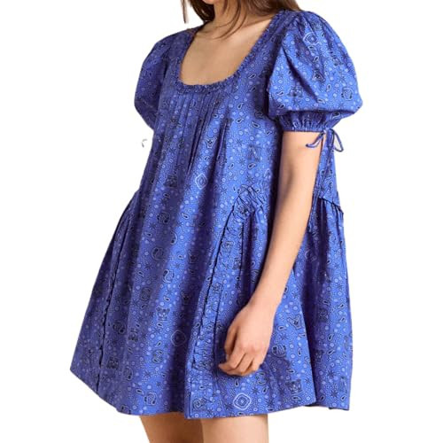 Women Short Puffy Sleeve Princess Tulle Dress Fluffy Mesh Fairy Mini Dress Bubble Sleeve Party Pr... | Amazon (US)