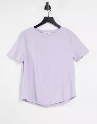 Mango organic cotton crew neck t-shirt in lilac | ASOS (Global)