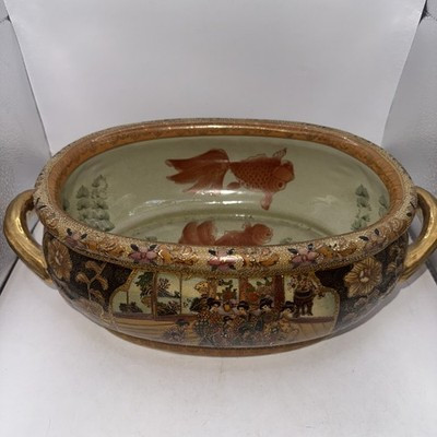Beautiful Chinese Satsuma Porcelain Foot Bath w Gold Paint Vintage | eBay US