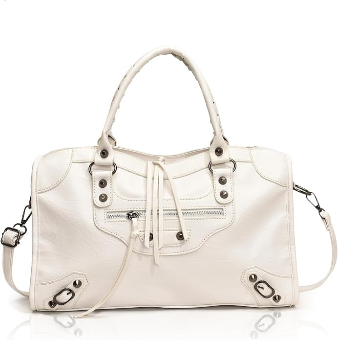 Tote Purse for Women Spacious Tote Faux Leather Hobo Rivet Bag Trendy Punk Rivet Shoulder Work Bo... | Amazon (US)
