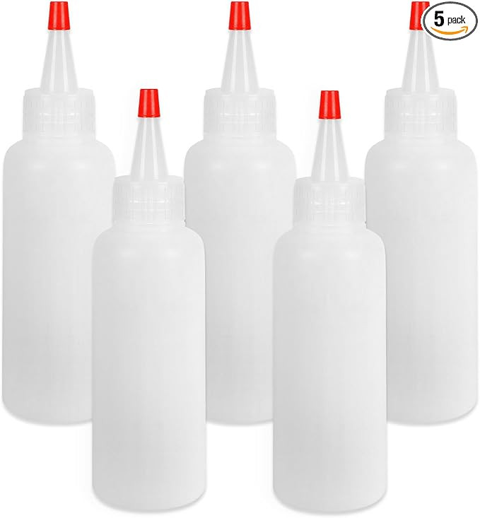 Ninsula 5Pcs Squeeze Bottles, 4 Oz Plastic Condiment Squeeze Bottles with Red Twist Top Cap, Empt... | Amazon (US)