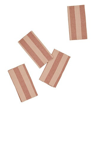 HAWKINS NEW YORK Essential Striped Dinner Napkin in Blush & Terracotta - Red. Size all. | FWRD 