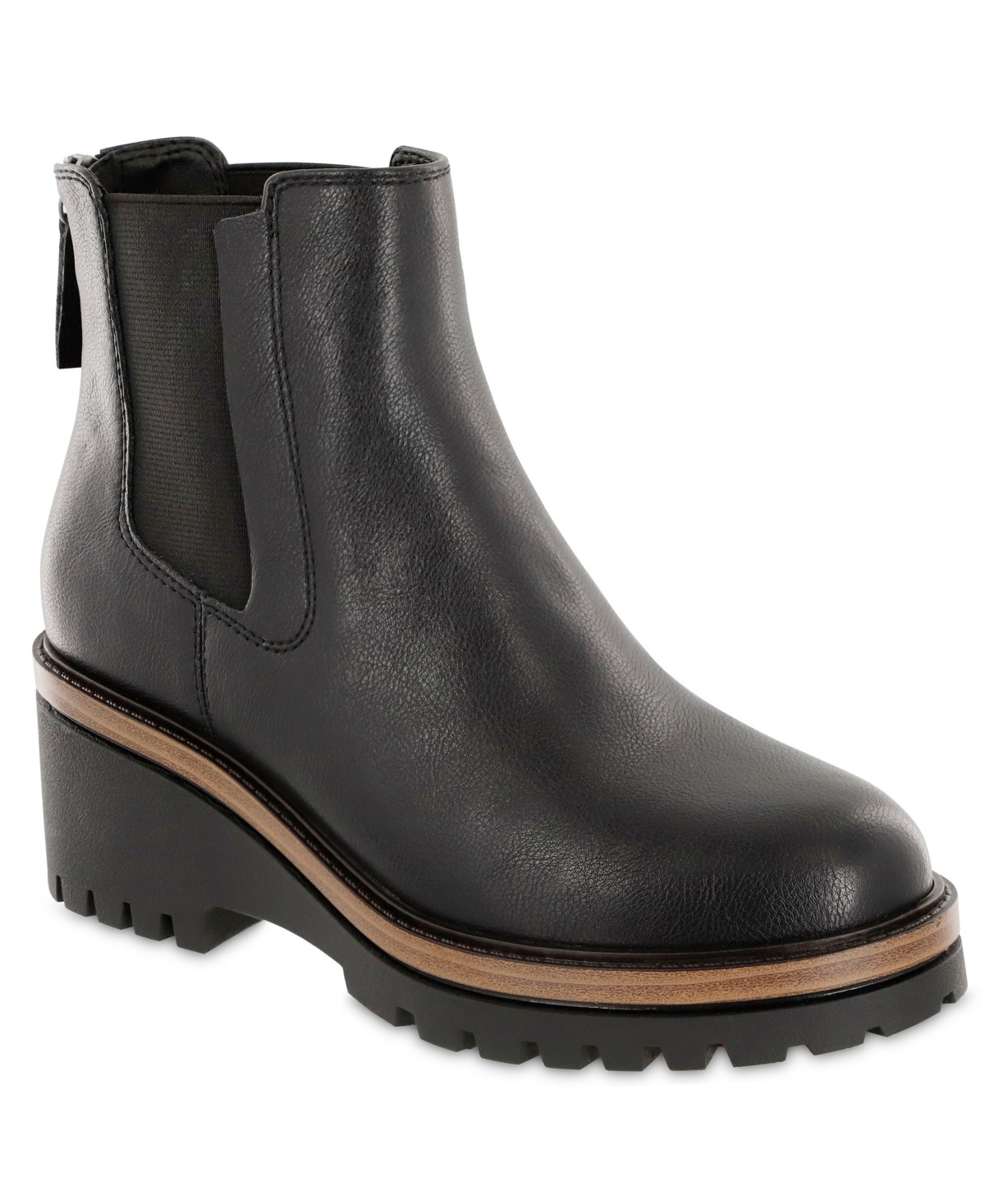 Mia Women's Sefi Chelsea Lug Sole Booties - Black Tumbled Nappa | Macy's