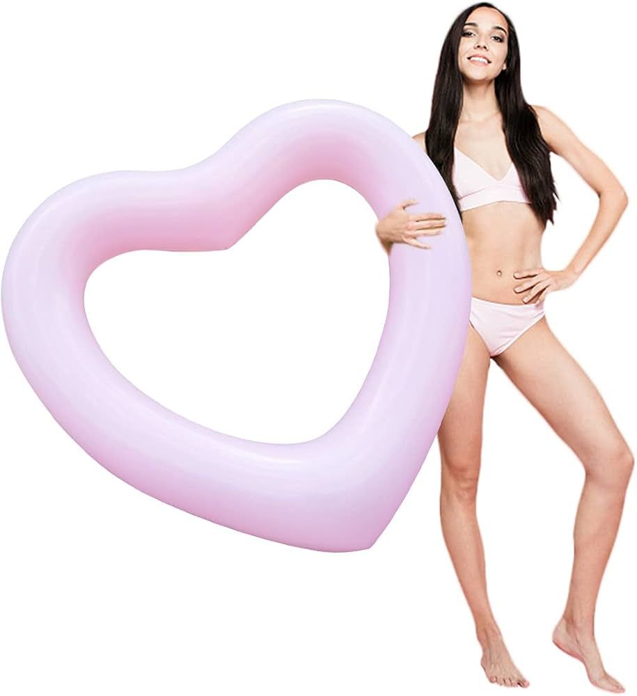 Inflatable Heart Pool Float, Sweet Love Swim Rings Float Loungers Tube for Summer Water Fun Beach... | Amazon (US)