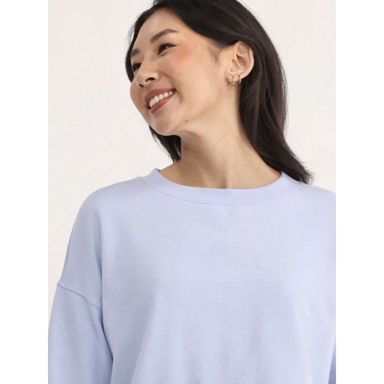 No Boundaries Basic Sleep Top with Cuffed Long-Sleeves, Women’s | Walmart (US)