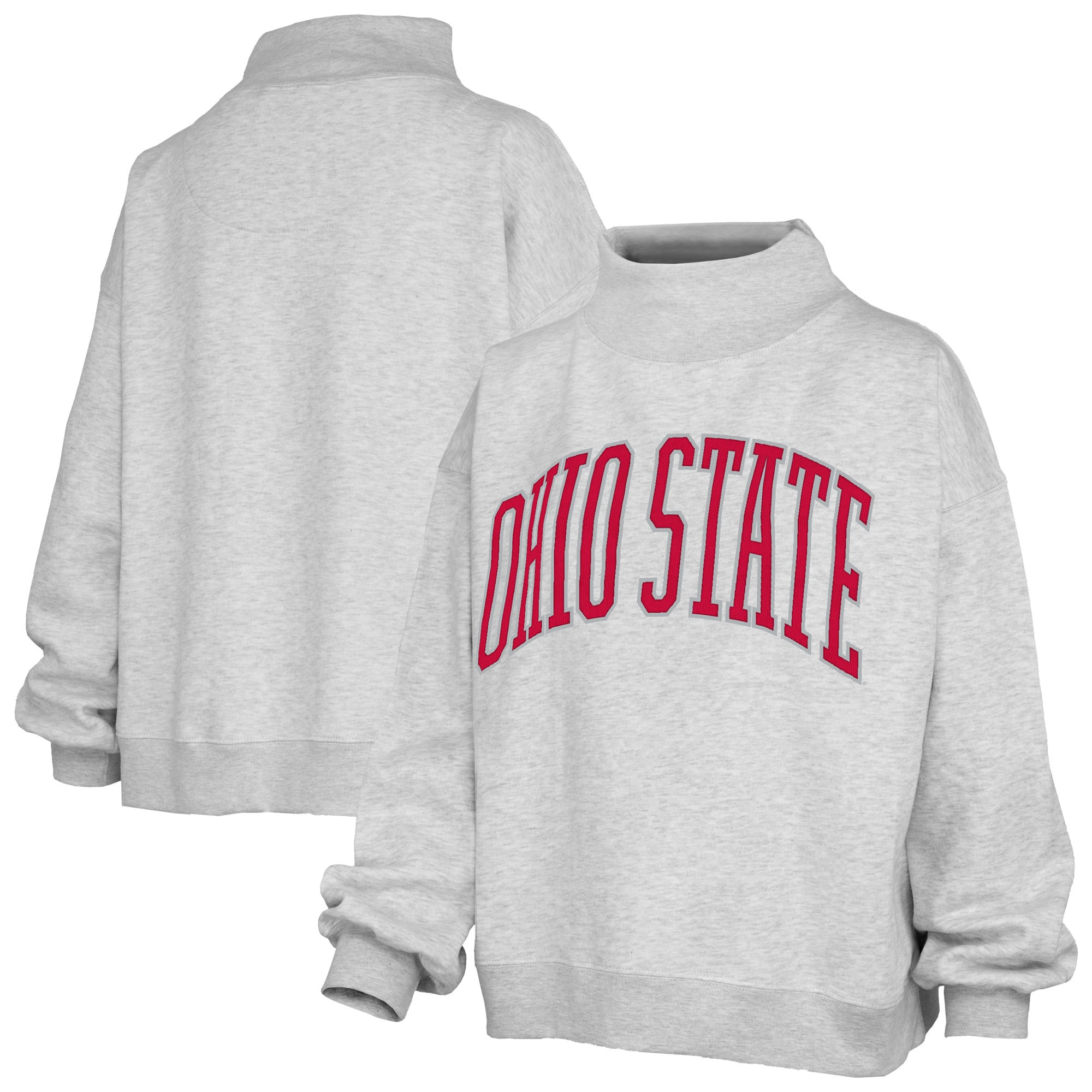 Ohio State Buckeyes Pressbox Oversized Nelson Mock Neck Sweatshirt - Heather Gray | Lids