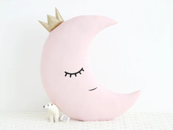 Moon Pillow Baby girl nursery decor moon cushion baby girl room decor pink nursery gold nursery kids | Etsy (US)