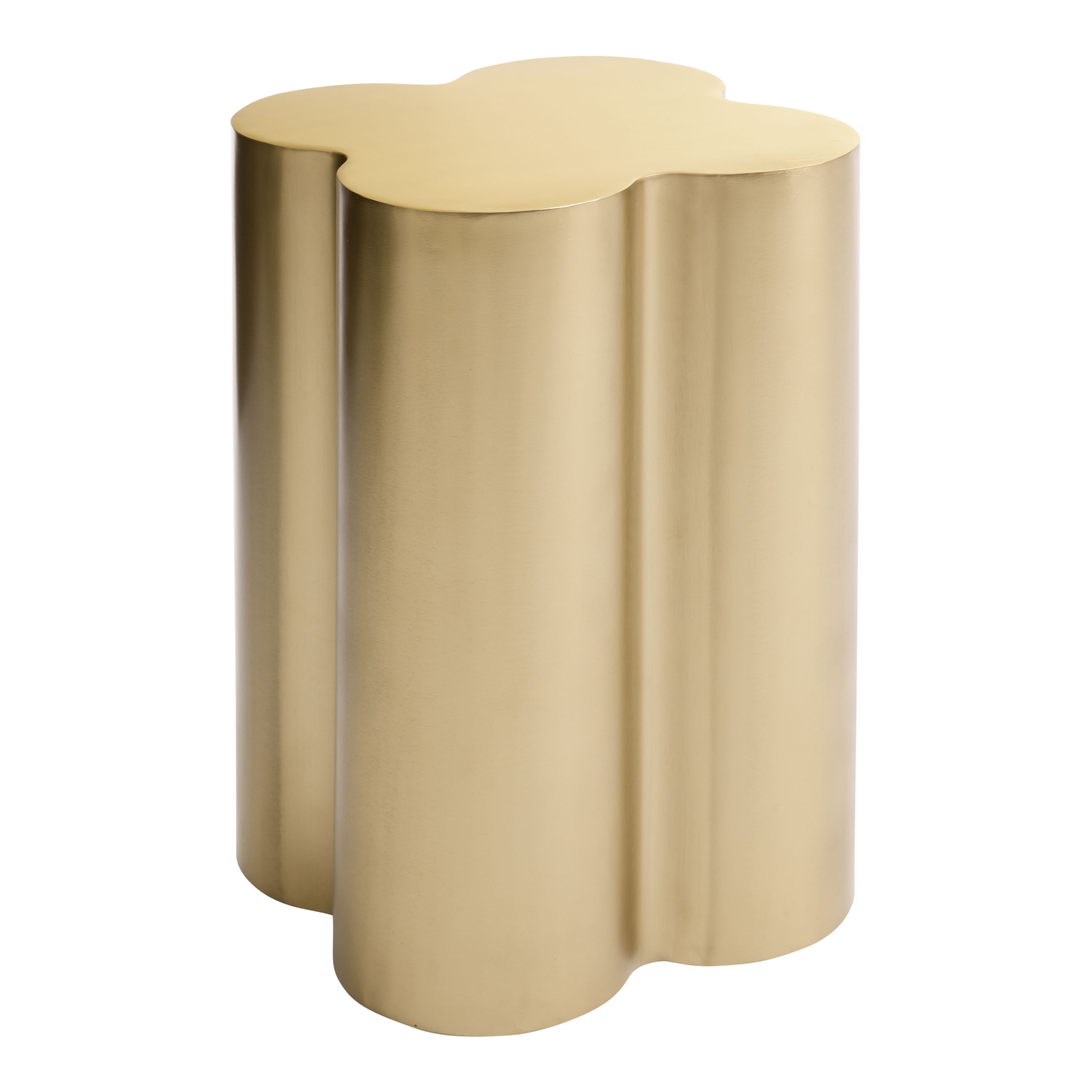 Leia Satin Gold Steel Quatrefoil Side Table | World Market