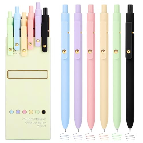 Ddaowanx Colored Gel Pens, 0.5mm Fine Point Retractable,Colorful Pens for Journaling, Teacher Must Haves,Teacher School Supplies, Gifts for Nurse Stockings Stuffers for Women(6Pcs-Aesthetic Colors) | Amazon (US)