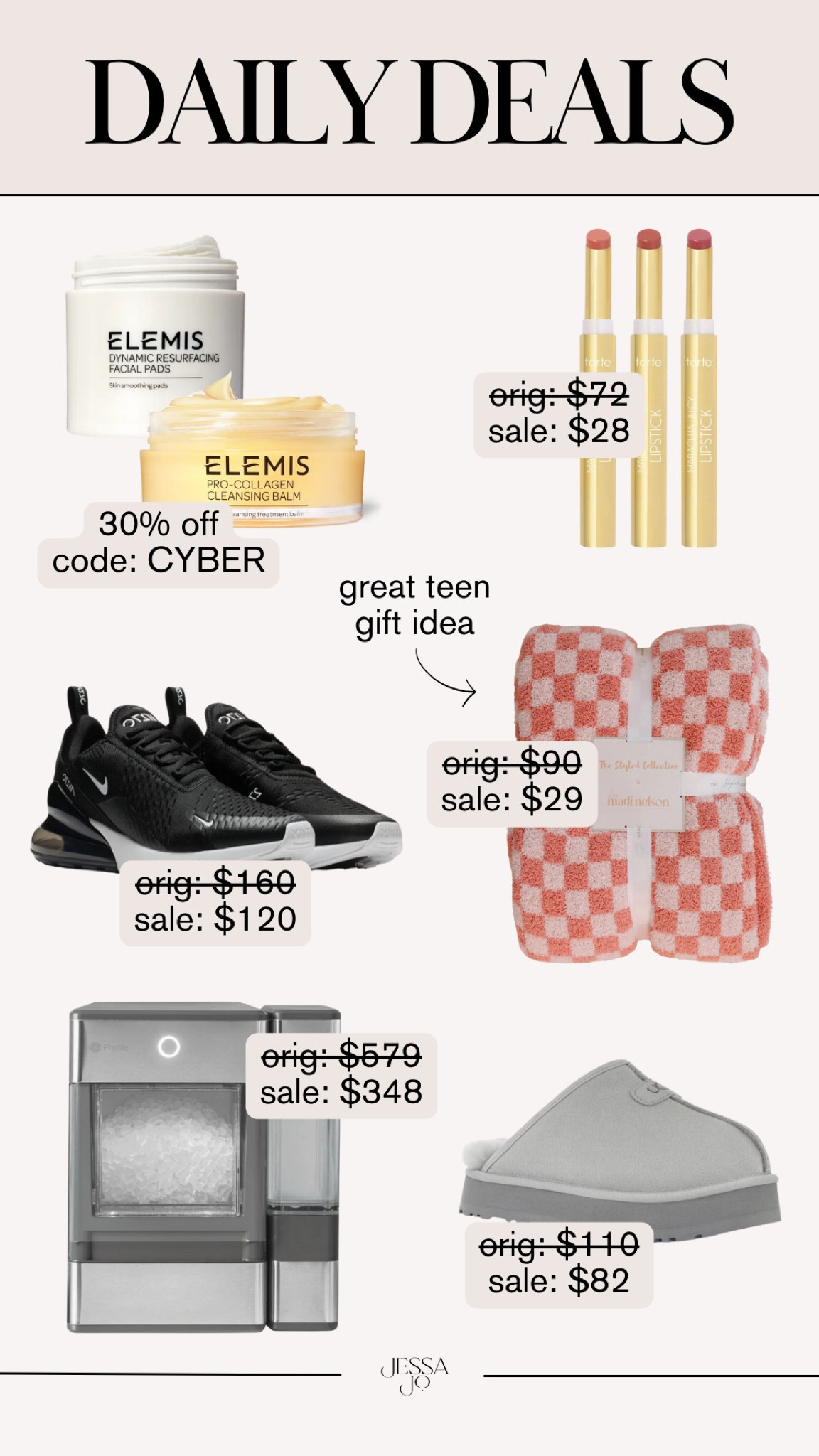 Daily Deals | Deals of the Day | Nike Sneakers | Gift Guide for Teens | Elemis | Nugget Ice Machine | Ugg Slippers 

#LTKGiftGuide #LTKhome #LTKsalealert