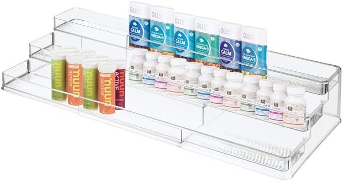 mDesign Large Adjustable, Expandable Plastic Vitamin Rack Storage Organizer Tray for Bathroom Van... | Amazon (US)