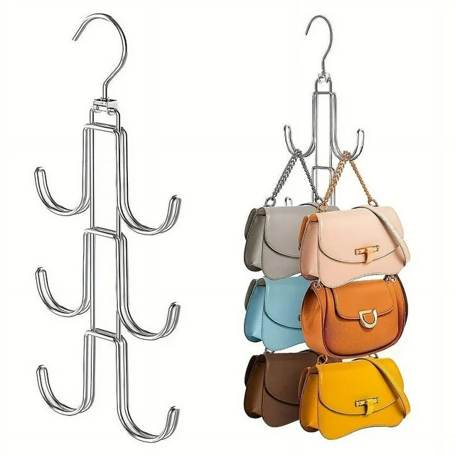 Hiziwimi 2PCS Silver Hanger Organizer for Closet,  Metal Purse Holder for Closet Space Saving Bag... | Walmart (US)