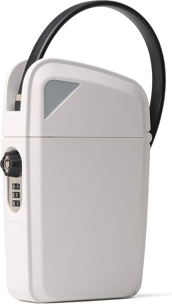 SAFEGO Portable Indoor/Outdoor Lock Box Safe with Key and Combination Access (Compact, White) | Amazon (US)