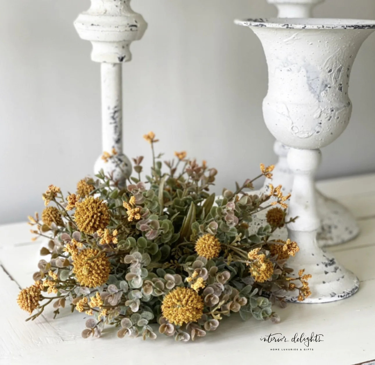 10" Fall Garden Pouf, Mustard | Interior Delights