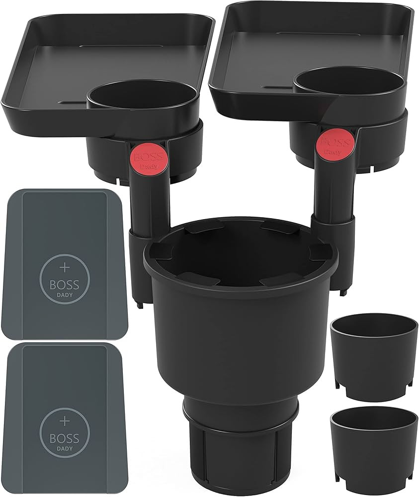 Triple Car Cup Holder Expander Attachable 2 Tray with Adjustable Base and Large Bottles | Amazon (US)