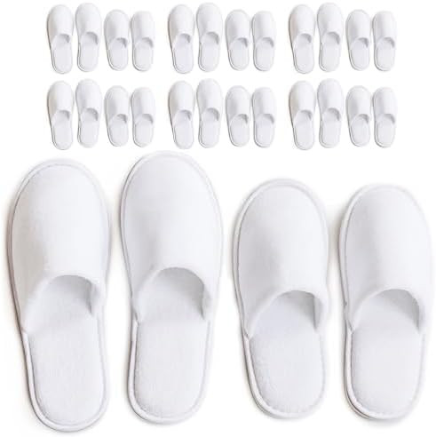 Modlux Spa Slippers, 12 Pairs Cotton Velvet Closed Toe Disposable Slippers for Guests, 6 Medium a... | Amazon (US)