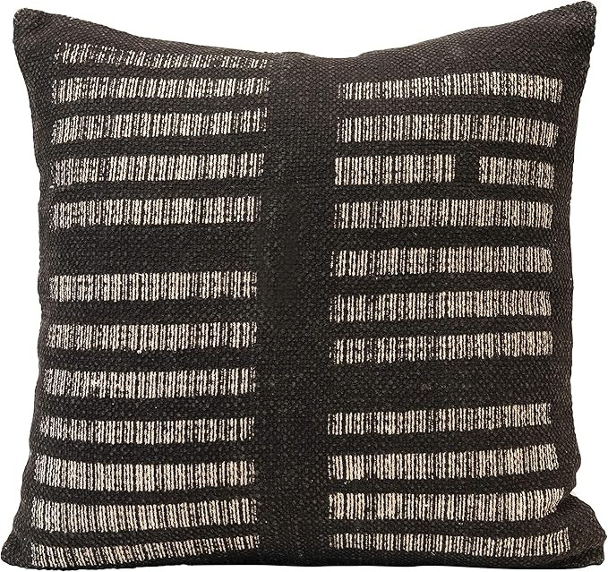 Creative Co-Op Woven Cotton, White & Black Pillow, 1 Count (Pack of 1), Black | Amazon (US)