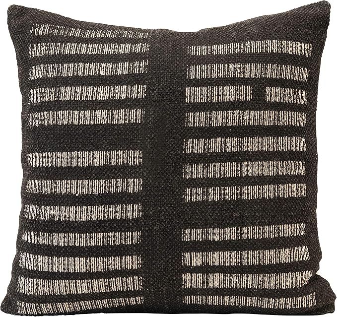 Amazon.com: Creative Co-Op Woven Cotton, White & Black Pillow, 1 Count (Pack of 1), Black : Home ... | Amazon (US)