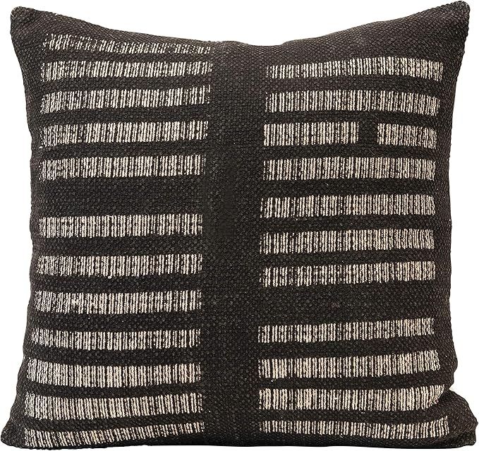 Creative Co-Op Woven Cotton, White & Black Pillow, 1 Count (Pack of 1), Black | Amazon (US)