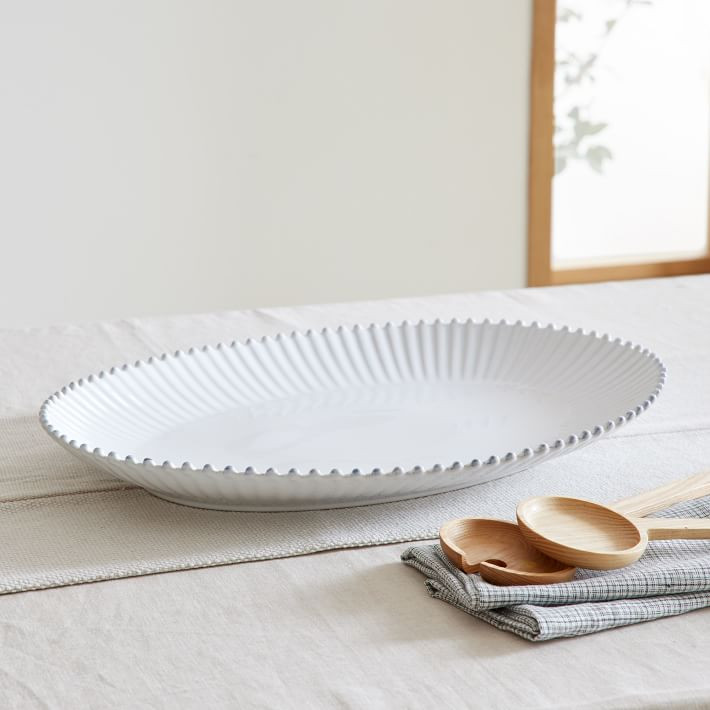 Costa Nova Pearl White Stoneware Oval Platter | West Elm (US)