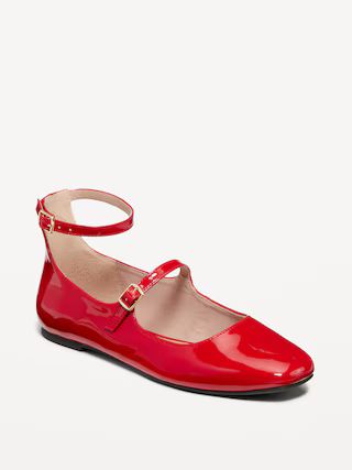 Double-Strap Faux Leather Mary Jane Flats | Old Navy (US)