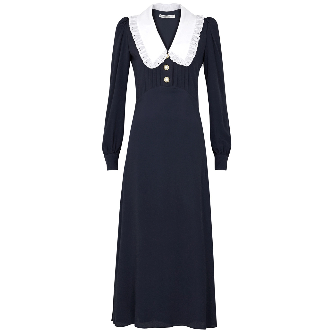 Alessandra Rich Silk Midi Dress - Navy - 10 | Harvey Nichols (Global)