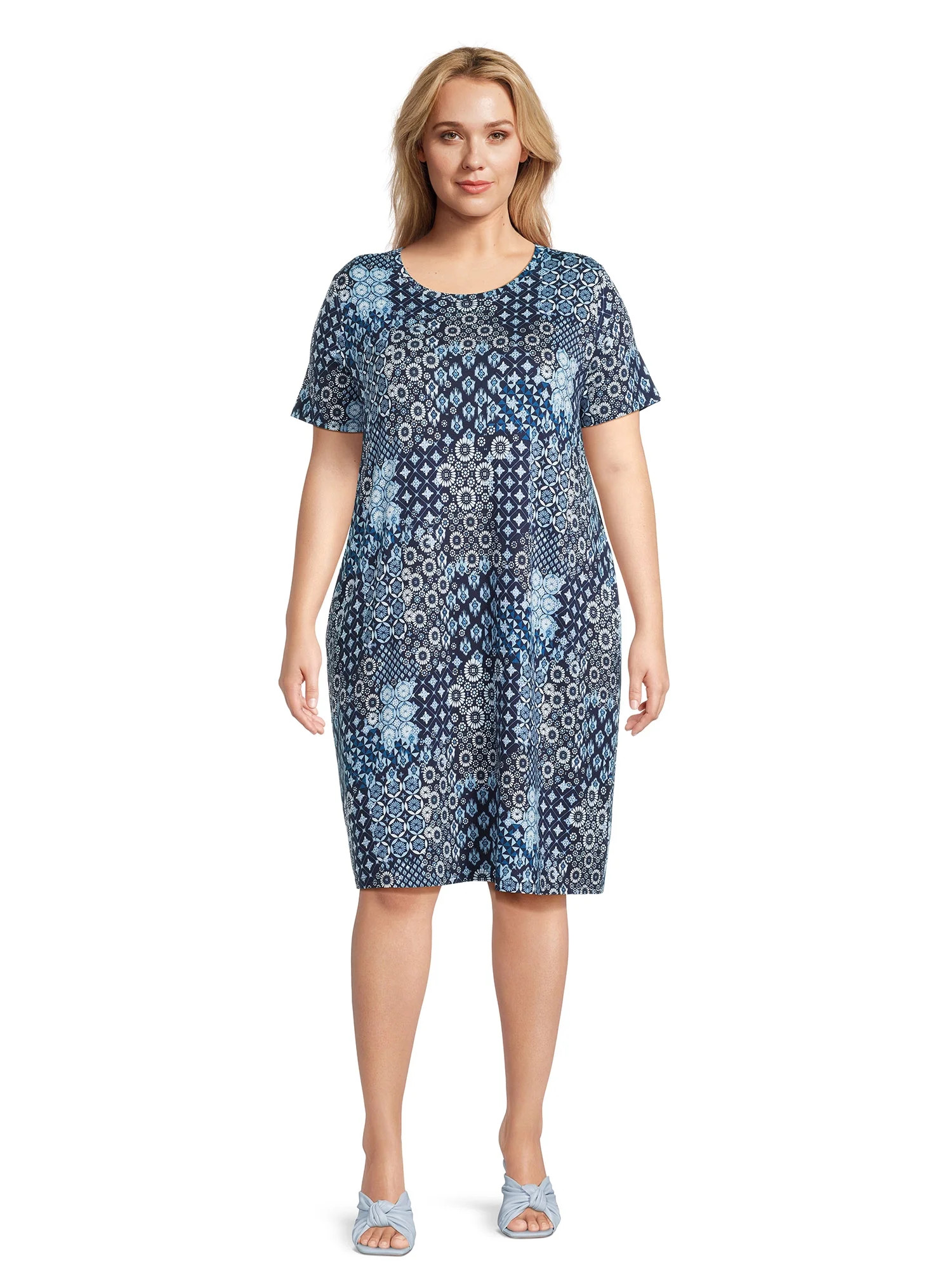 Terra & Sky Women’s Plus Size T-Shirt Dress with Short Sleeves - Walmart.com | Walmart (US)