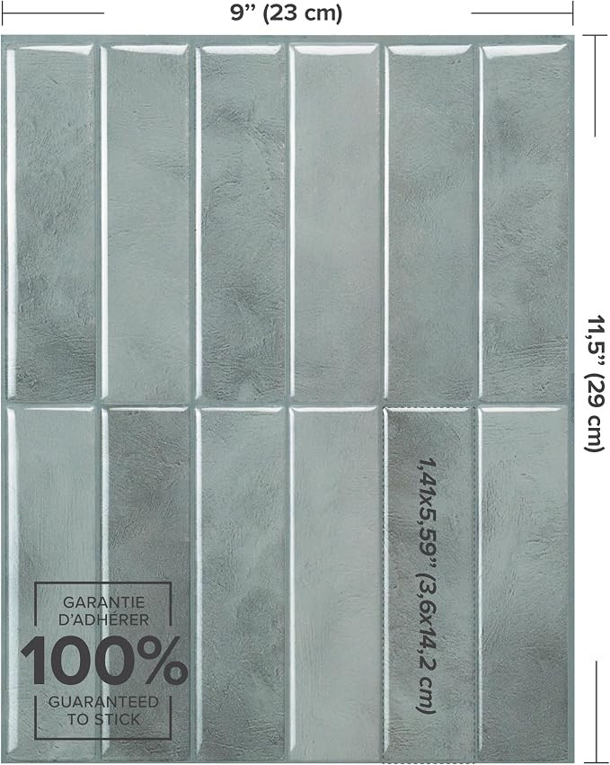 SMART TILES Peel and Stick Backsplash - 5 Sheets of 11.43" x 9" - 3D Adhesive Peel and Stick Tile... | Amazon (US)
