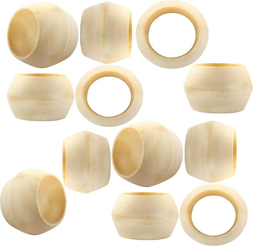 Bamboo Napkin Rings Set of 12, Decorative Serviette Ring, Beach Napkin Holders, Napkin Rings Bulk... | Amazon (US)