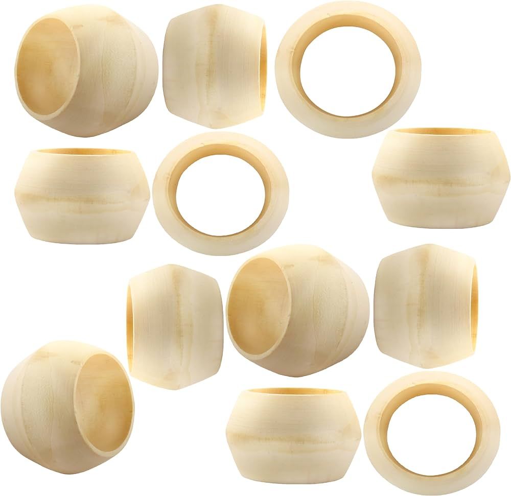 Bamboo Napkin Rings Set of 12, Decorative Serviette Ring, Beach Napkin Holders, Napkin Rings Bulk... | Amazon (US)