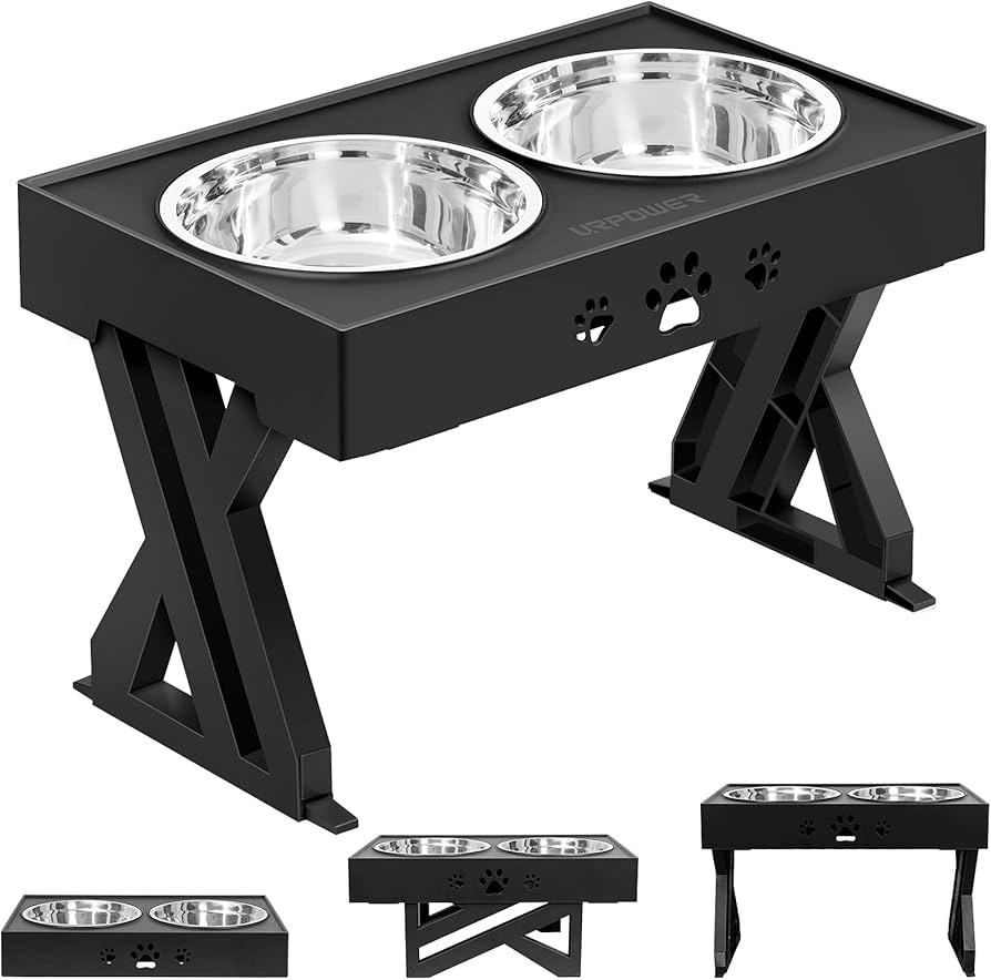 URPOWER Elevated Dog Bowls Adjustable Raised Dog Bowl with 2 Stainless Steel 1.5L Dog Food Bowls ... | Amazon (US)