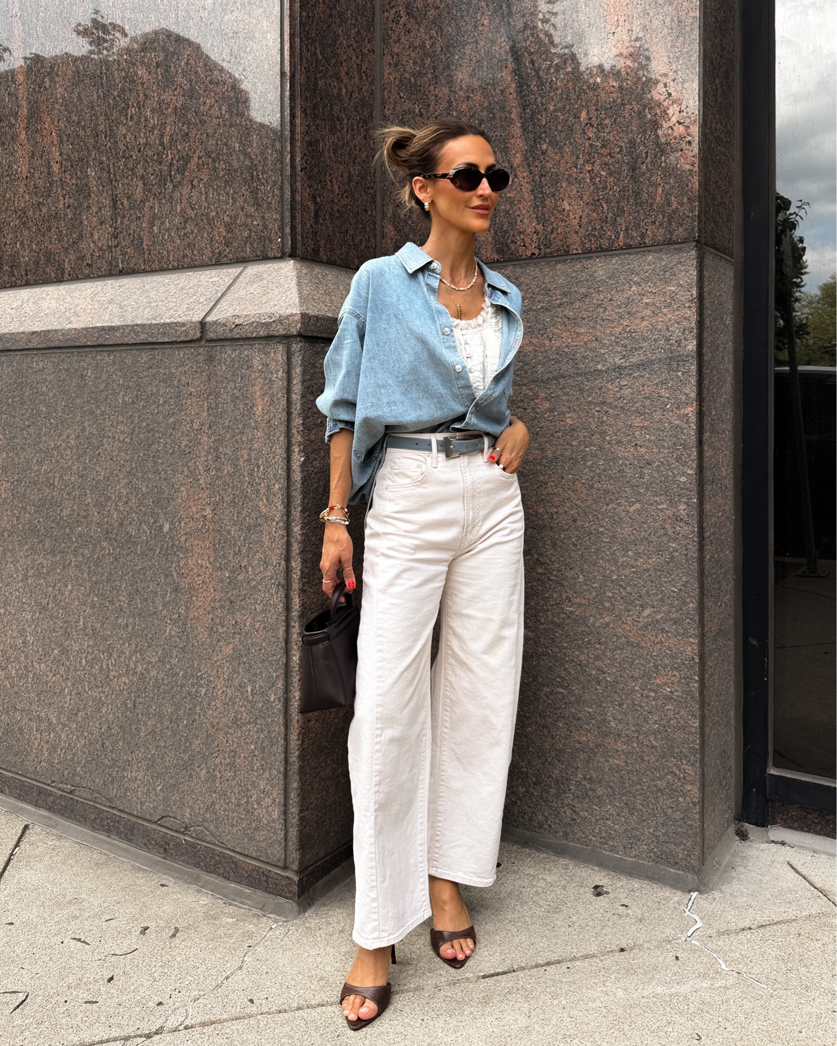 Same shirt, Look 2: Lunch in town 🤍🥗
Comment DENIM and I'll send you all the details

For the second outfit styling the denim shirt, I paired it with ecru denim and fun accessories for a look that feels polished, effortless, and easy to recreate with pieces you already own! 

Jeans 25, shirt small, top xs (fits oversized)

#LTKootd #LTKgrwm #LTKSeasonal